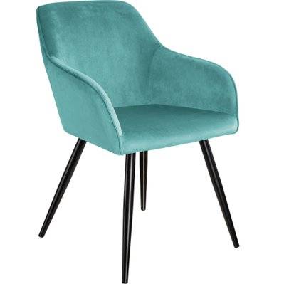 Tectake  Chaise MARILYN Effet Velours Style Scandinave - turquoise/noir - 403664 - 4061173116109