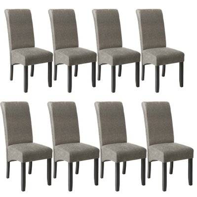 Tectake  Lot de 8 chaises aspect cuir - gris marbré - 403993 - 4061173157737