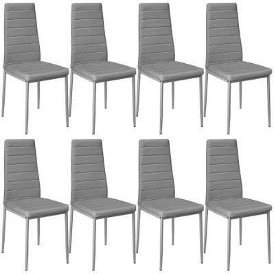 Tectake  Lot de 8 chaises avec surpiqûre - gris - 404121 - 4061173174871