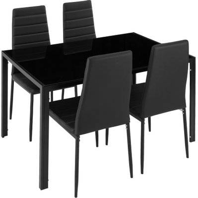 Tectake  Ensemble table + 4 chaises - noir - 402837 - 4260552088499