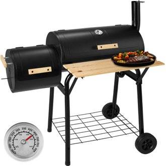 Tectake  Barbecue charbon 2 cuves avec thermomètre