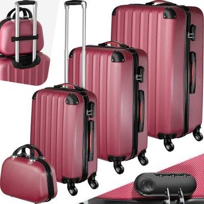 Tectake  Set de 4 valises PUCCI - rouge bordeaux - 403410 - 4061173069481