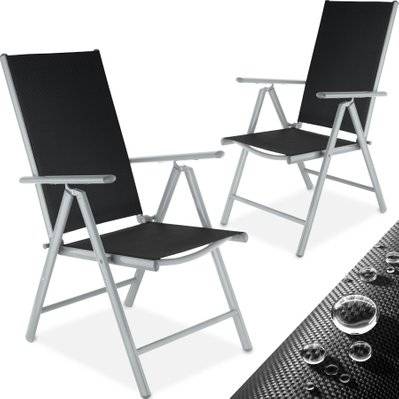 Tectake  Lot de 2 chaises de jardin pliantes en aluminium - argent - 401631 - 4260435990710