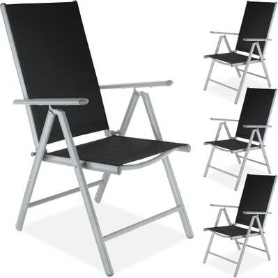Tectake  Lot de 4 chaises de jardin pliantes en aluminium - argent - 401632 - 4260435990727