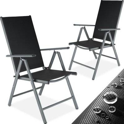 Tectake  Lot de 2 chaises de jardin pliantes en aluminium - gris anthracite - 401633 - 4260435990734