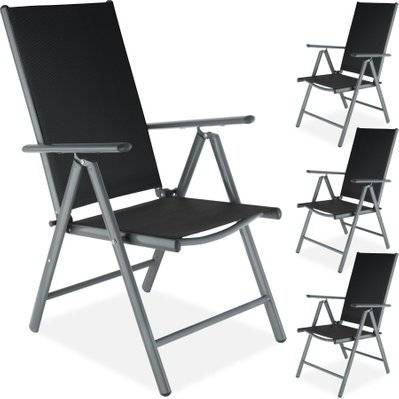 Tectake  Lot de 4 chaises de jardin pliantes en aluminium - gris anthracite - 401634 - 4260435990741