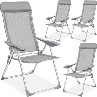 Tectake  Lot de 4 chaises de jardin en aluminium avec nuque rembourrée - 402181 - 4260473664703