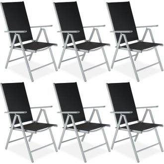 Tectake  Lot de 6 chaises de jardin pliantes en aluminium - argent