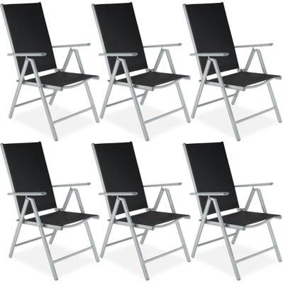 Tectake  Lot de 6 chaises de jardin pliantes en aluminium - argent - 404364 - 4061173206725