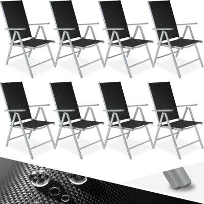 Tectake  Lot de 8 chaises de jardin pliantes en aluminium - argent - 404365 - 4061173206732