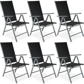 Tectake  Lot de 6 chaises de jardin pliantes en aluminium - gris anthracite
