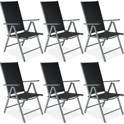 Tectake  Lot de 6 chaises de jardin pliantes en aluminium - gris anthracite - 404366 - 4061173206749