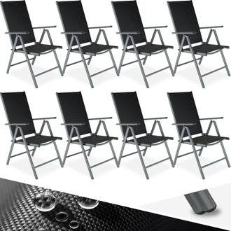 Tectake  Lot de 8 chaises de jardin pliantes en aluminium - gris anthracite