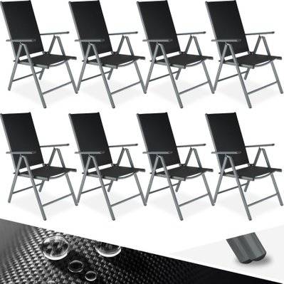 Tectake  Lot de 8 chaises de jardin pliantes en aluminium - gris anthracite - 404367 - 4061173206756