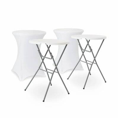 Lot de 2 tables hautes de réception – GALA – Mange debout. pliables. Ø80cm x 110cm +  2 housses en polyester. blanches - 3760350650849 - 3760350650849
