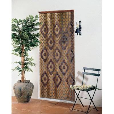 Rideau de porte en perles olives de bois verni avec motifs losanges 90 x 200 cm - Morel - 28536 - 3110060000272