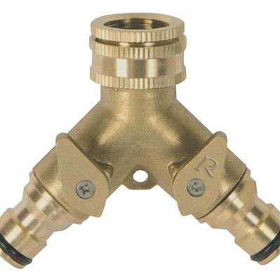Nez de robinet laiton à double circuits  avec vanne d’arrêt - PRA-RLB-4208 - 3700194414344