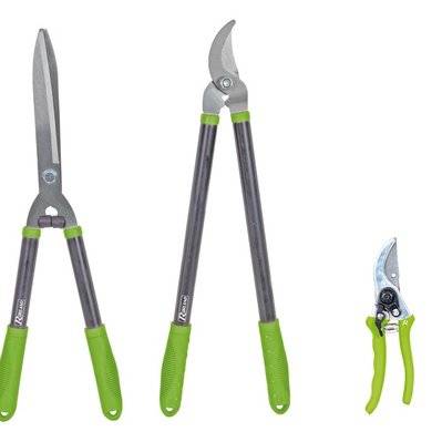 Lot 3 outils de jardinage coupants : secateur 8 + cisaille haies + coupe branches - PRSMCHBX3 - 3700194420215