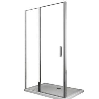 Porte de douche de 6 mm avec un petite paroi et une porte à battant dans la même ligne – 117-120 cm