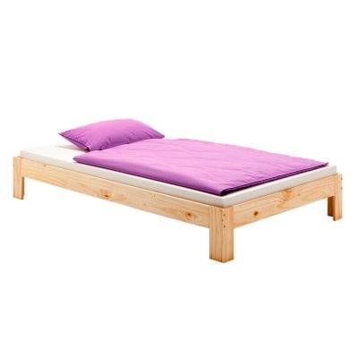 Lit futon THOMAS, en pin massif, 90 x 190 cm, vernis naturel - 72800 - 4016787728002