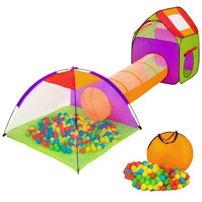 Tectake  Tente enfant, Tente Igloo et Tunnel, 200 Balles et Sac - multicolore - 401027 - 4260182878590