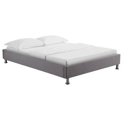 Lit futon double NIZZA, 140 x 190 cm, avec sommier, revêtement en tissu gris - 51292 - 4016787512922