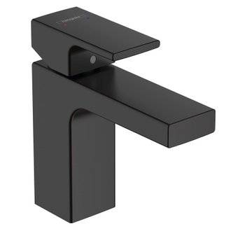 Hansgrohe Vernis Shape Mitigeur de lavabo ComfortZone 100 avec tirette et vidage synthétique, Noir mat (71561670)