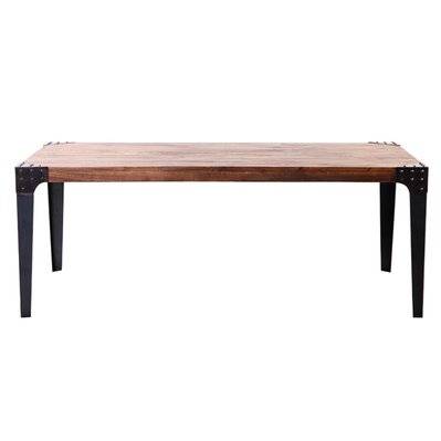 Table à manger industrielle rectangulaire acier et bois manguier massif L200 cm MADISON - L200xP100xH76.5 - 21584 - 3662275033816