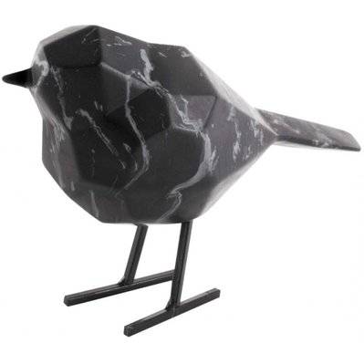 Oiseau en résine noir effet marbre Origami Petit modèle - 53159 - 8714302705717