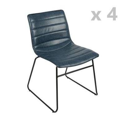 Lot de 4 Chaises design industriel Brooklyn - Bleu - L751519 - 3665549064851