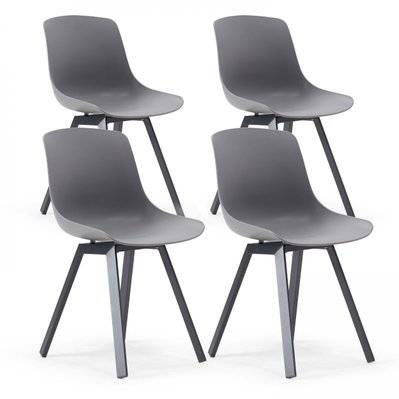 Lot de 4 chaises scandinave aluminium grises - 106472 - 3663095041302