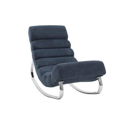 Rocking chair design en tissu effet velours bleu et acier chromé TAYLOR - L56xP113xA82 - 46501 - 3662275105384