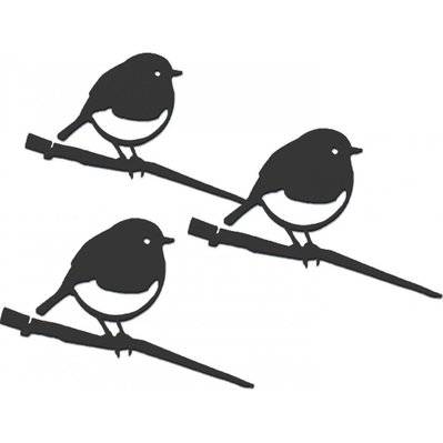 Oiseaux à planter mini rouge -gorge en acier corten (Lot de 3) - 28119 - 8719189436211