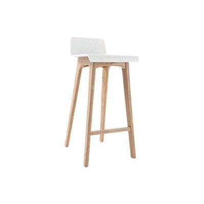 Chaise de bar scandinave 75 cm bois et blanc BALTIK - L41xP45xH87 - 38937 - 3662275068061