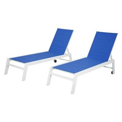 Lot de 2 bains de soleil BARBADOS en textilène bleu - aluminium blanc - 4876 - 3701227214948