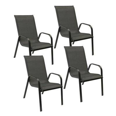 Lot de 4 chaises MARBELLA en textilène gris - aluminium gris anthracite - 1310 - 3795120371334