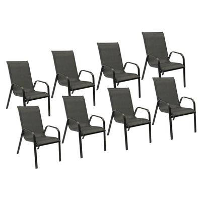 Lot de 8 chaises MARBELLA en textilène gris - aluminium gris anthracite - 1326 - 3795120371495