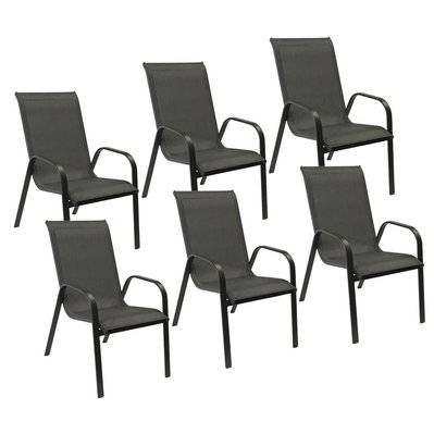 Lot de 6 chaises MARBELLA en textilène gris - aluminium gris anthracite - 1318 - 3795120371419