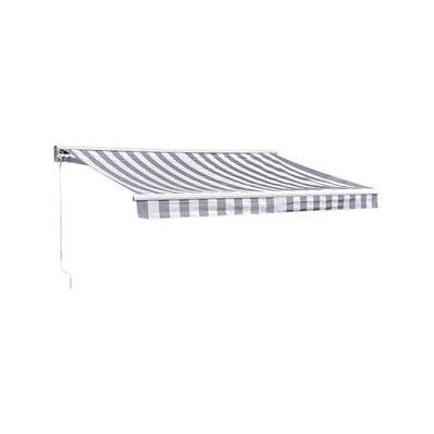 Store banne SAULE 2,95 × 2,5m avec semi-coffre - Toile rayée blanche/grise et structure blanche - 5116 - 3701227212852