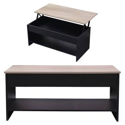 Table basse avec plateau relevable noire et bois HEDDA - 5600 - 3701227215310