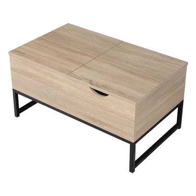 Table basse avec plateaux relevables noire et bois LOTTA - 5603 - 3701227215341