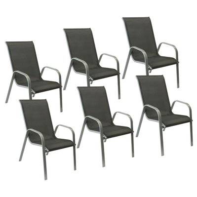 Lot de 6 chaises MARBELLA en textilène gris - aluminium gris - 1314 - 3795120371372