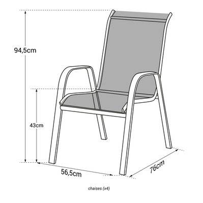 Lot de 4 chaises MARBELLA en textilène rose - aluminium blanc - 1309 - 3795120371327