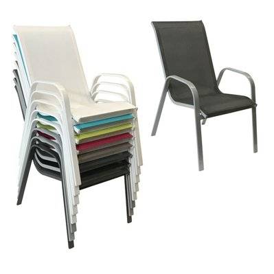 Lot de 4 chaises MARBELLA en textilène gris - aluminium gris - 1306 - 3795120371297