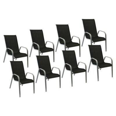 Lot de 8 chaises MARBELLA en textilène noir - aluminium gris - 1321 - 3795120371440