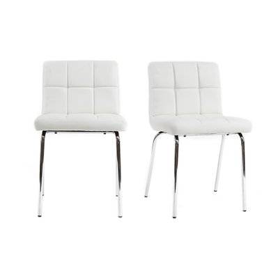Chaises design molletonnées blanches (lot de 2) POLLY - 41027 - 3662275070767