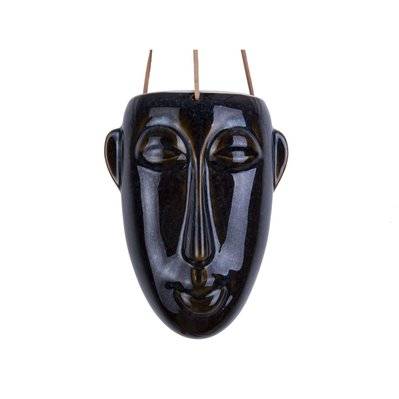 Cache-pot design suspendu Mask allongé - H. 25,5 cm - Brun foncé - 160434 - 8714302681653