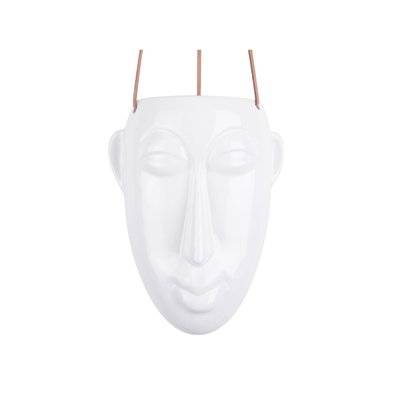 Cache-pot design suspendu Mask allongé - H. 25,5 cm - Blanc - 160435 - 8714302681684