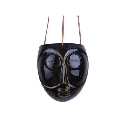Cache-pot design suspendu Mask - H. 21 cm - Brun foncé - 160438 - 8714302681714