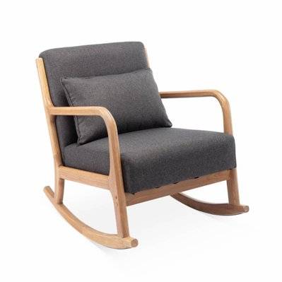 Fauteuil à bascule design en bois et tissu. 1 place. rocking chair scandinave. gris foncé - 3760326993550 - 3760326993550